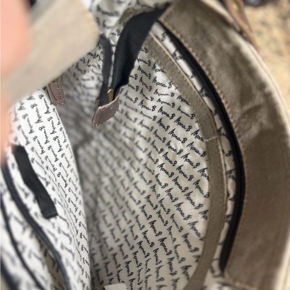 Mona B Gray Canvas Crossbody with Brown Trim - Picture 3 of 6